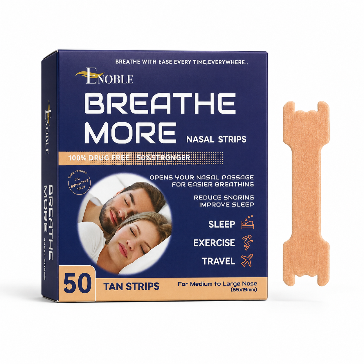 Breathe More Extra Strength Nasal Strips Tan